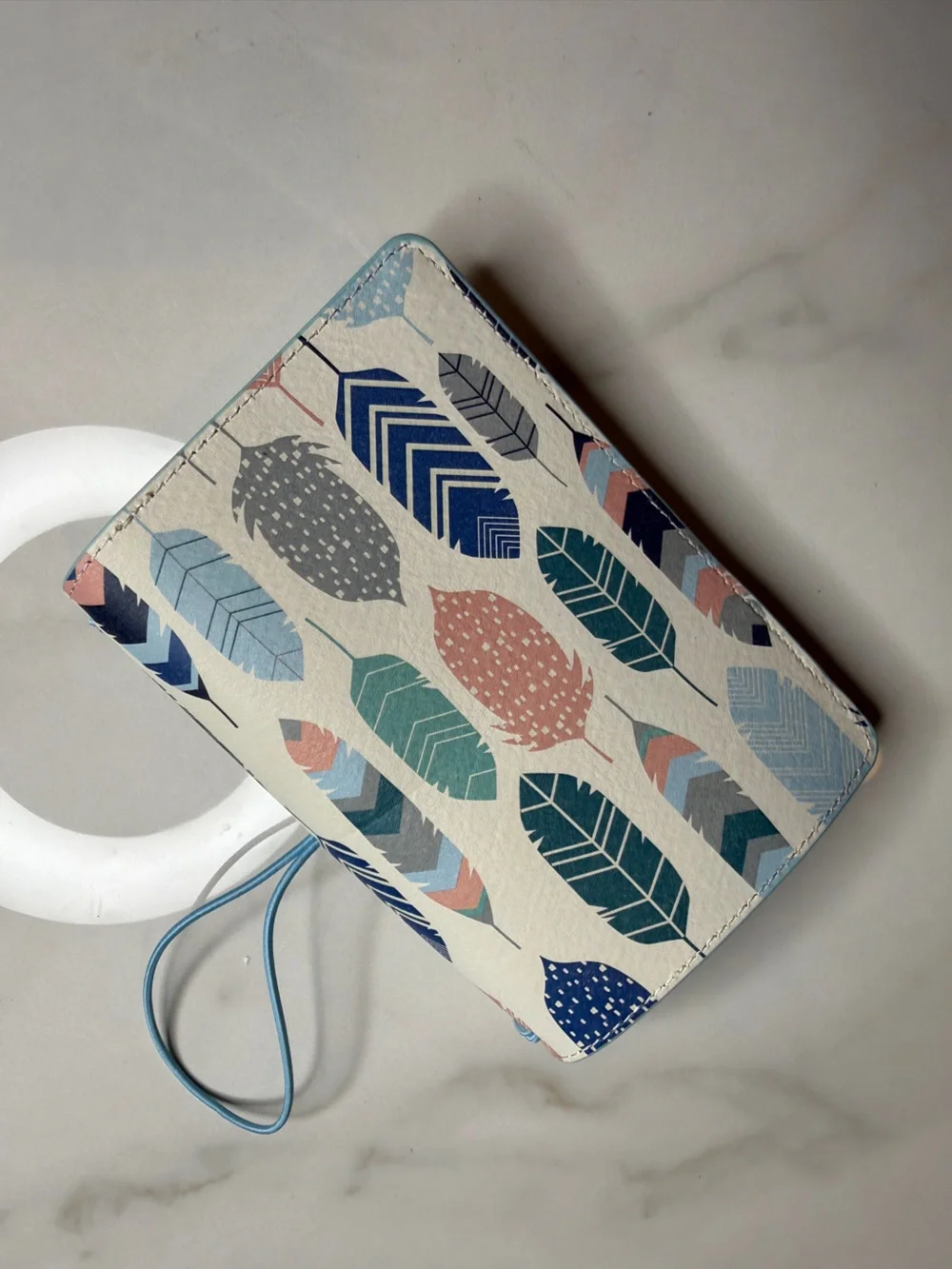 Carpe Diem Feather Pattern Home Office Planner Cover- Blue & Teal